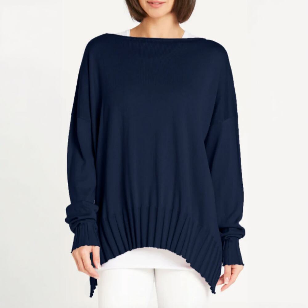 Planet Pima Cotton Boatneck Rib 25 Sweater Midnight One Size Made in Peru